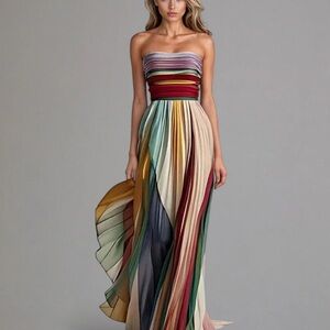 Colorful Strapless Maxi Dress
